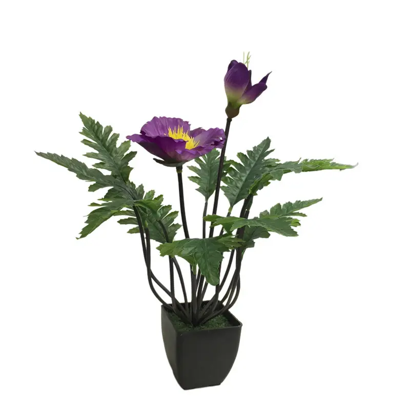 High-quality Simulated Poppy Bonsai for Natural Charm